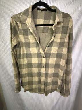 Quince Grey Buffalo Check Flannel Shirt Size S